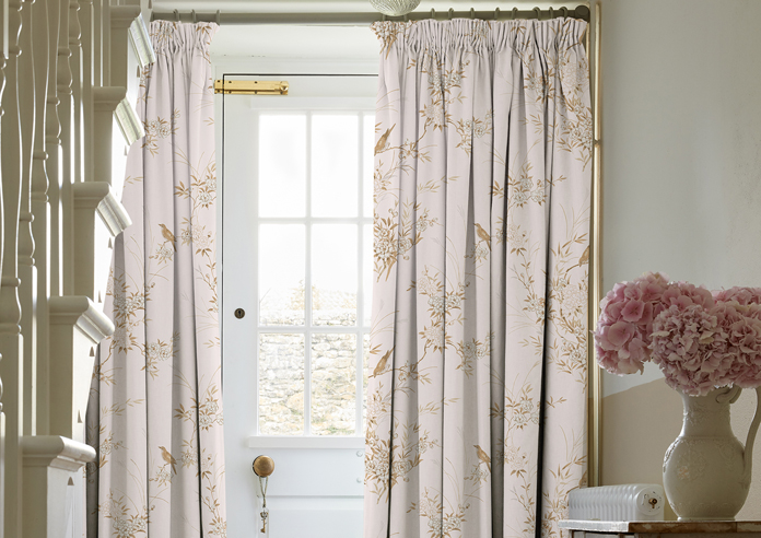 Shabby Chic by Rachel Ashwell Bird Chinoiserie, Pink Tan - Made to Measure Curtains - Image 3